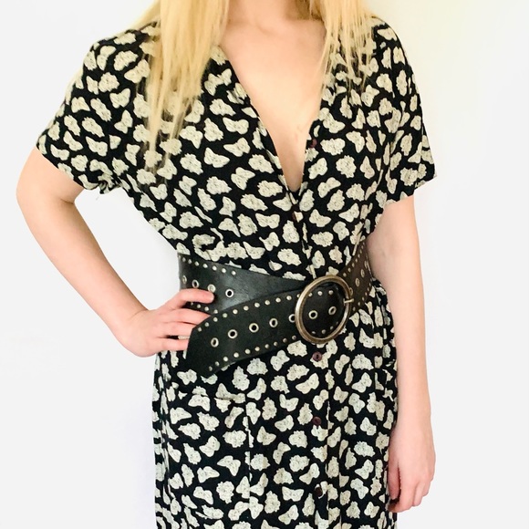 Black & white fine cotton dress button-up short sleeves EUR 40 US size 8 - 10 - Picture 12 of 16